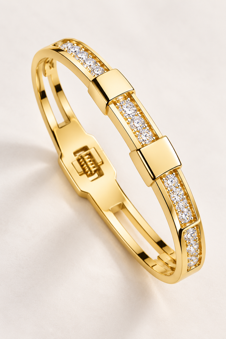 Link Crystal Bangle - Gold
