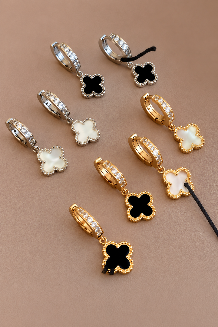Clover Hoop Earrings - Silver