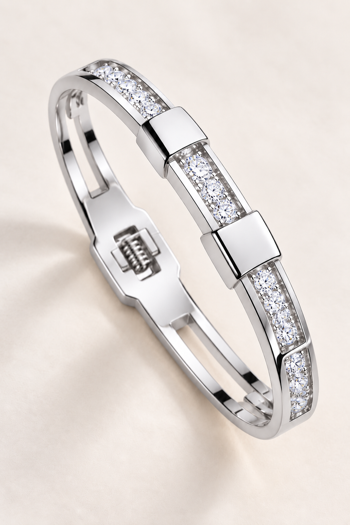 Link Crystal Bangle - Silver