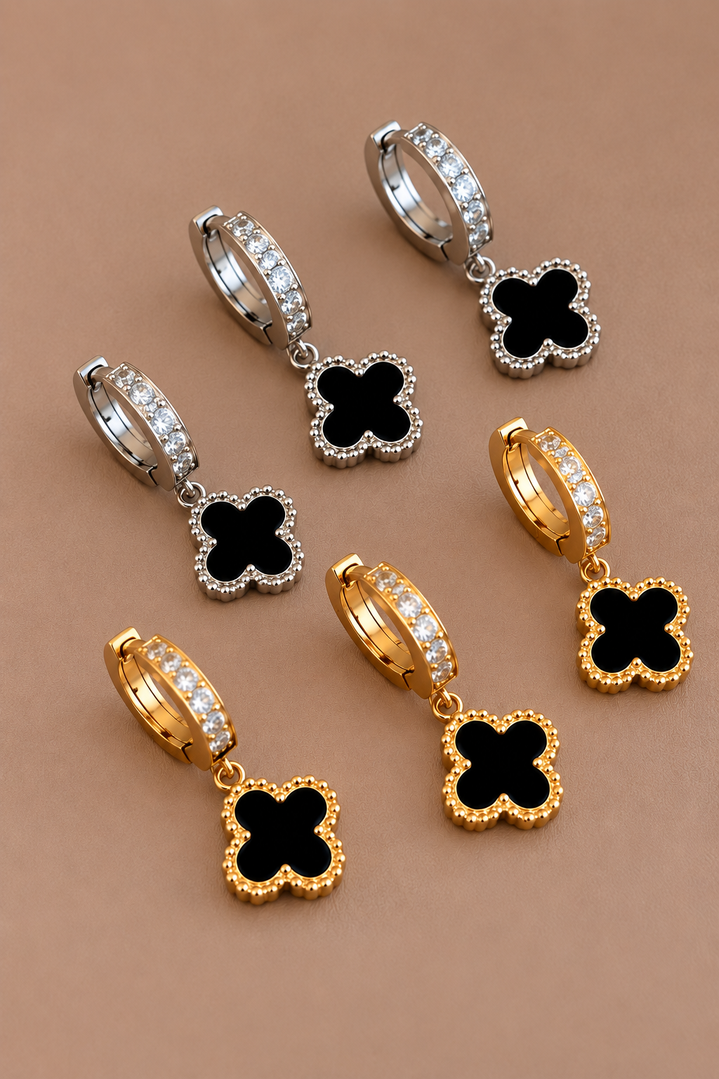 Clover Hoop Earrings - Silver