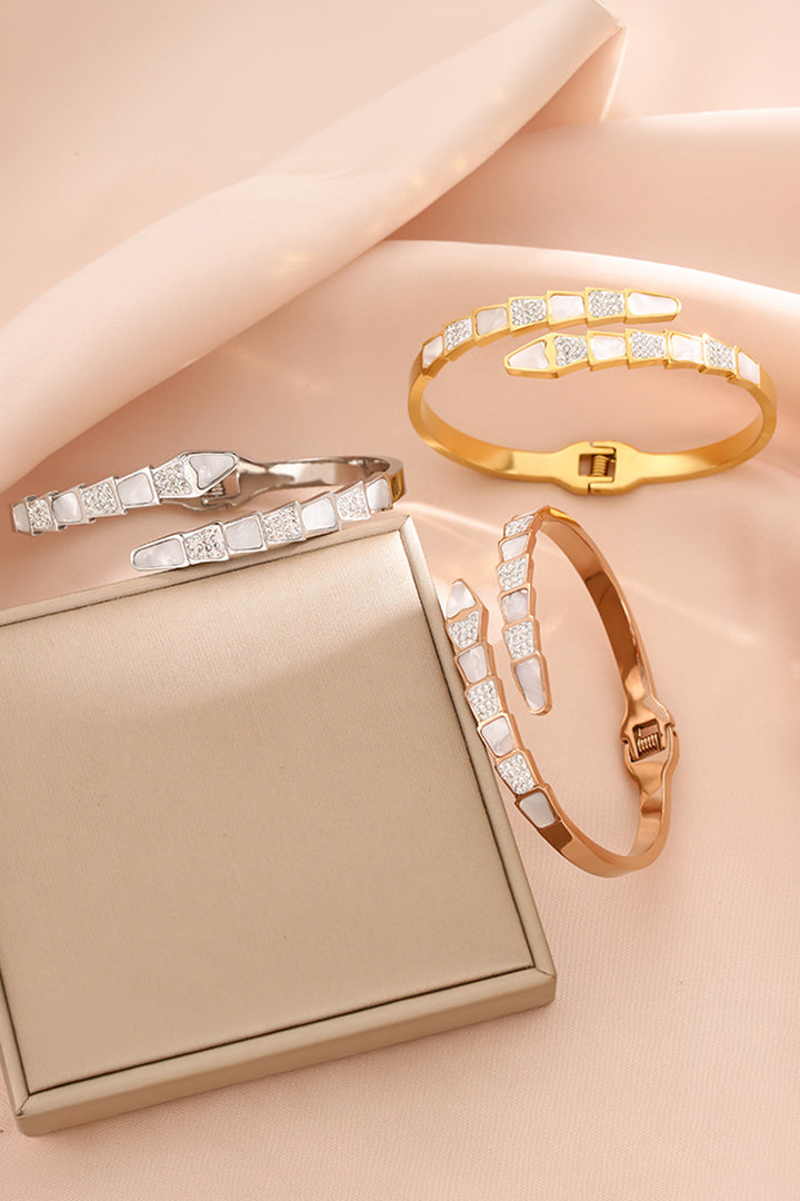 Crystal Bar Bangle - Gold &amp; Rose Gold