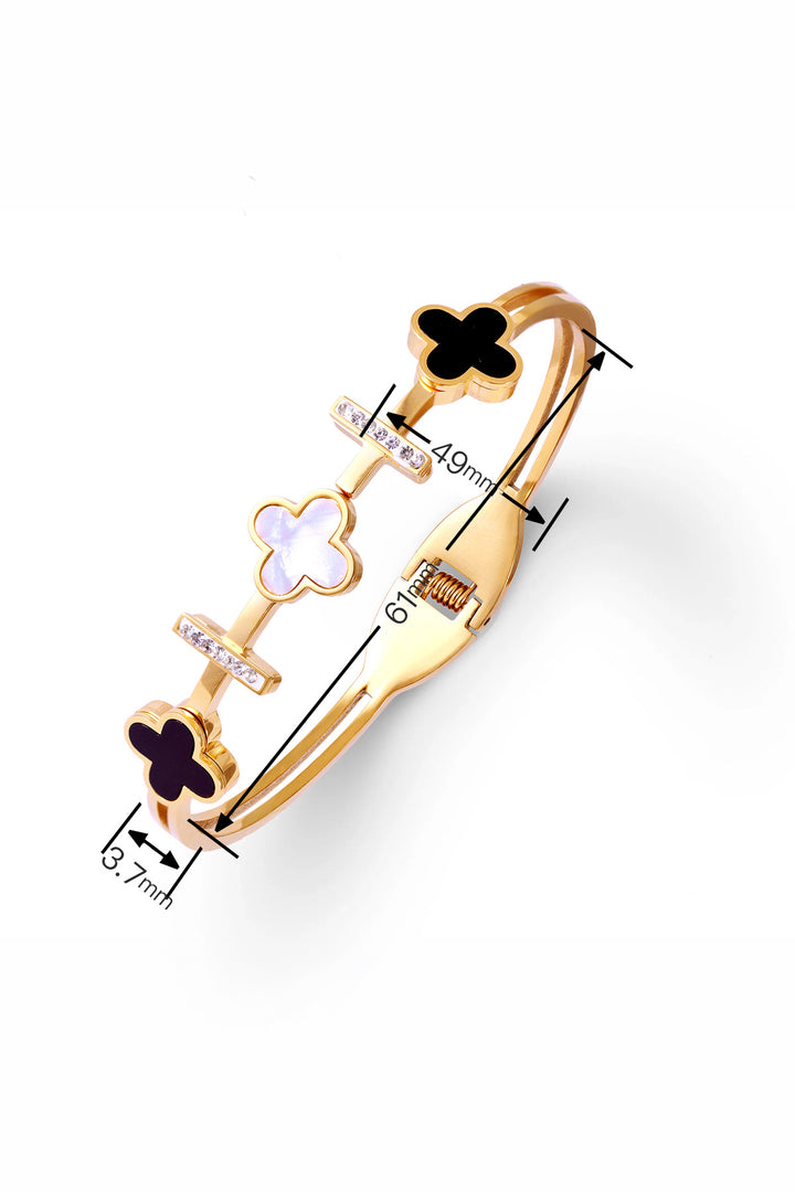 Clover Charm Bangle - Gold