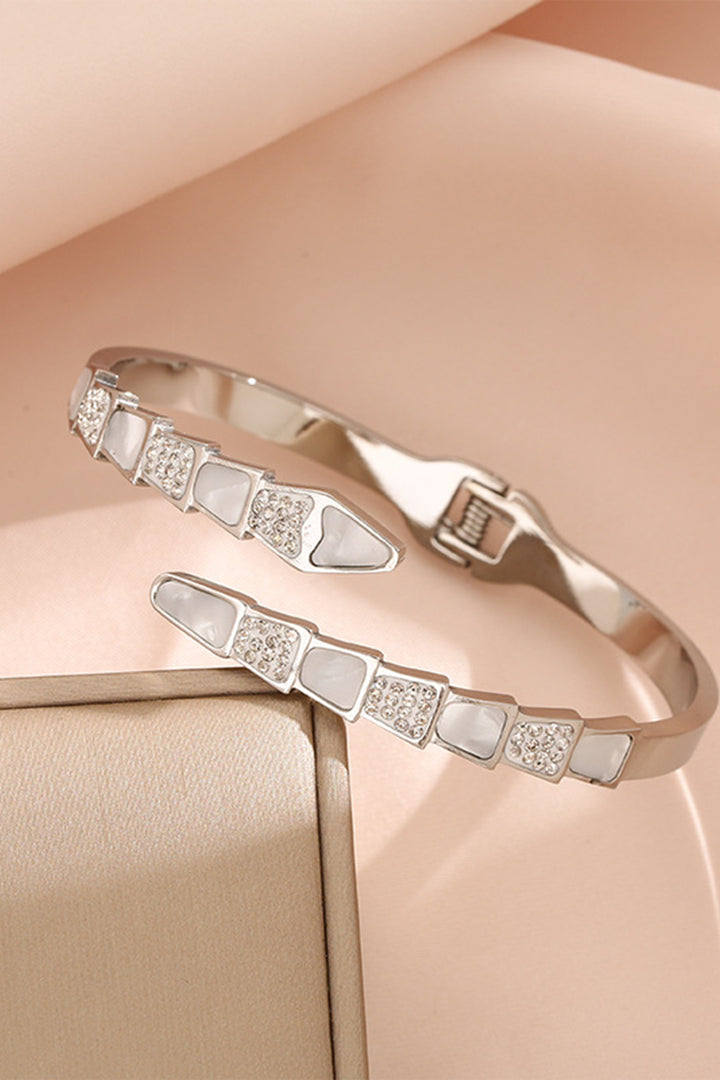 Crystal Bar Bangle - Silver