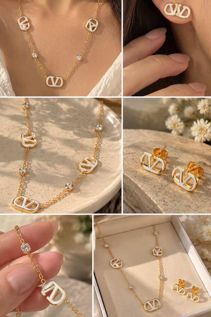 V Necklace &amp; stud set