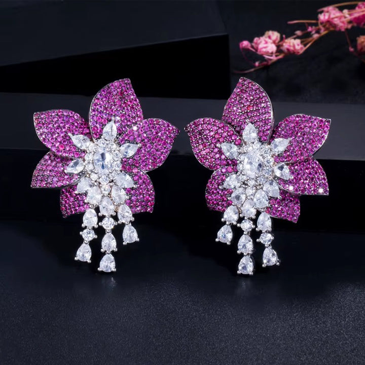 E0064 Rose Red Earrings