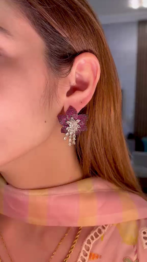 E0064 Rose Red Earrings