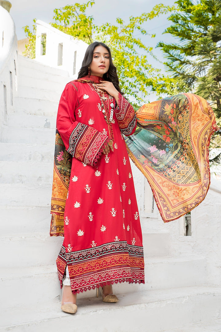 best sellers | Fia red -  front - Premium Dresses from Nerra Lawn '22 - Just Rs.4639.20! Shop now at Naayas Official