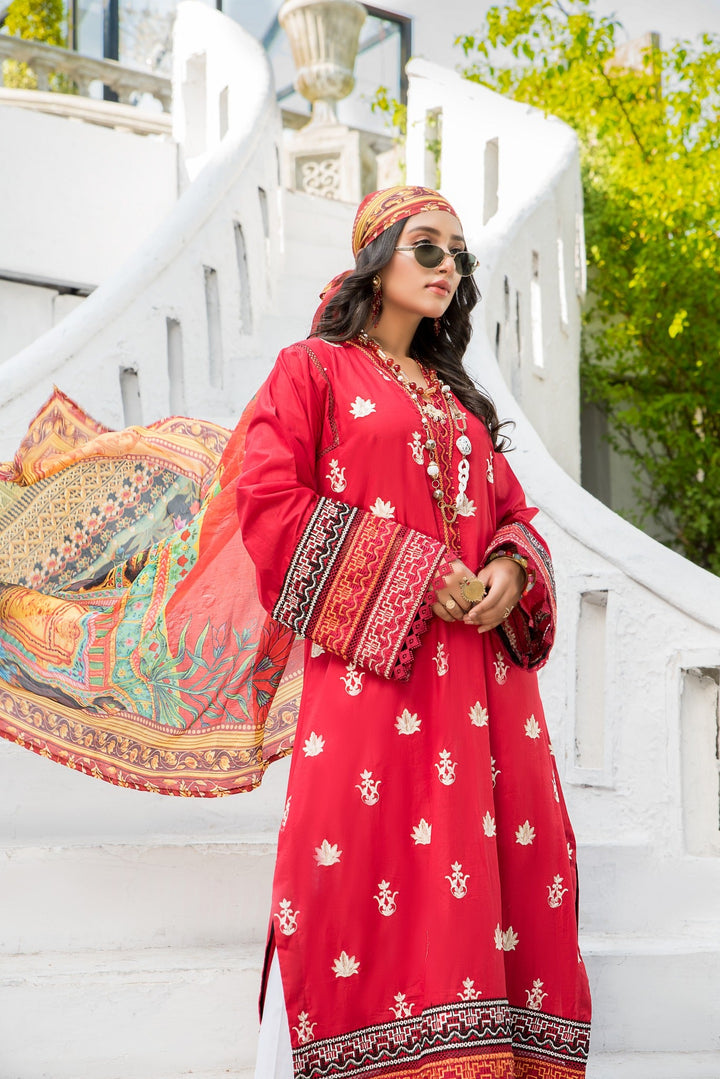 best sellers | Fia red -  front - Premium Dresses from Nerra Lawn '22 - Just Rs.4639.20! Shop now at Naayas Official