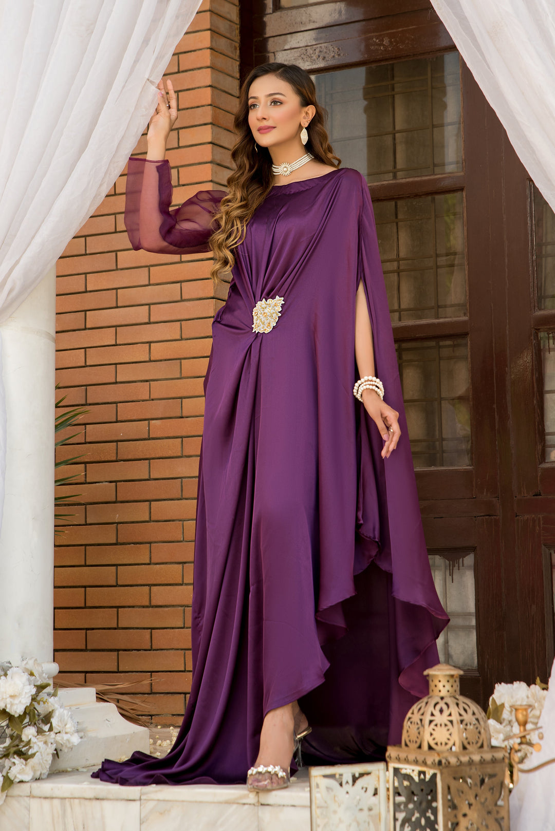 kaftan dress silk Silk Kaftan Dress in Azure | Final batch Petite